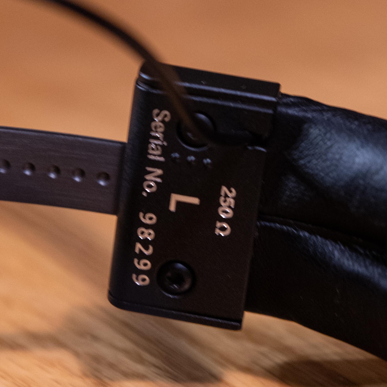 Close view of the DT 1990 Pro impedance and serial label
