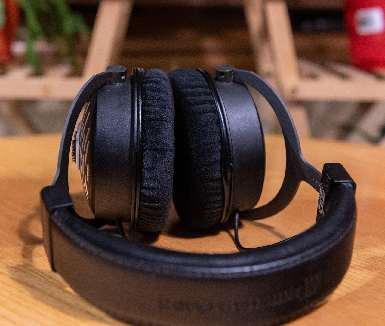Folded DT 1990 Pro headphones viewed from above