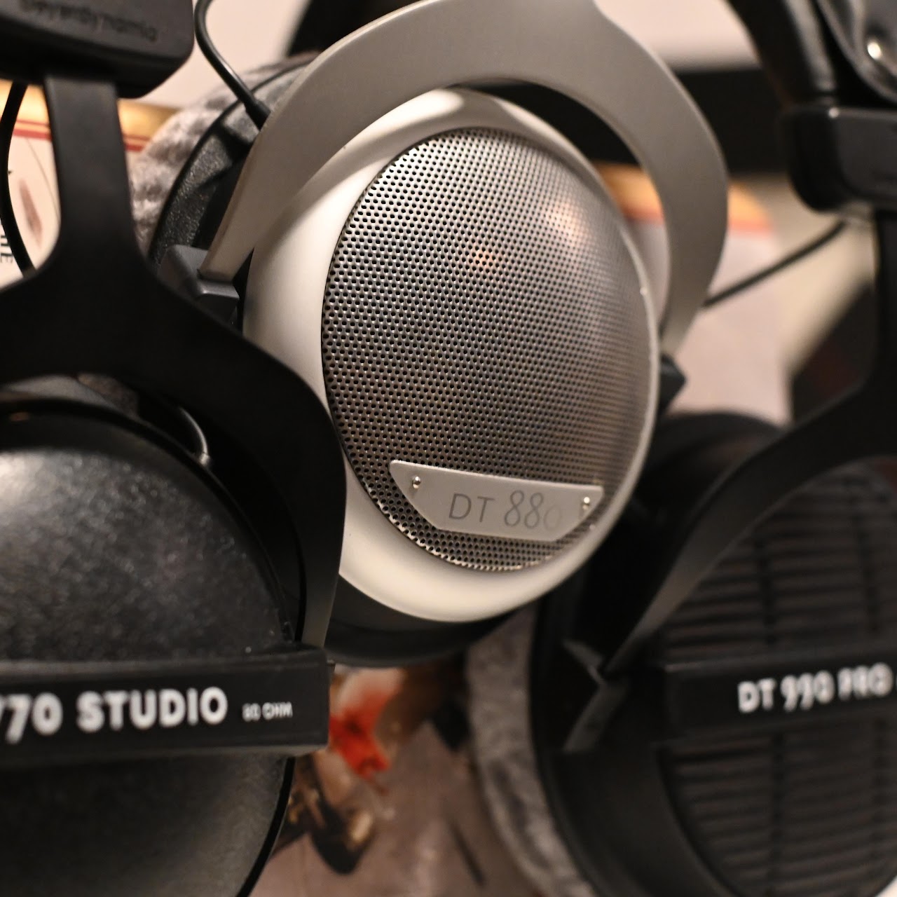 Beyerdynamic DT 770 headphones displayed with other DT-series models