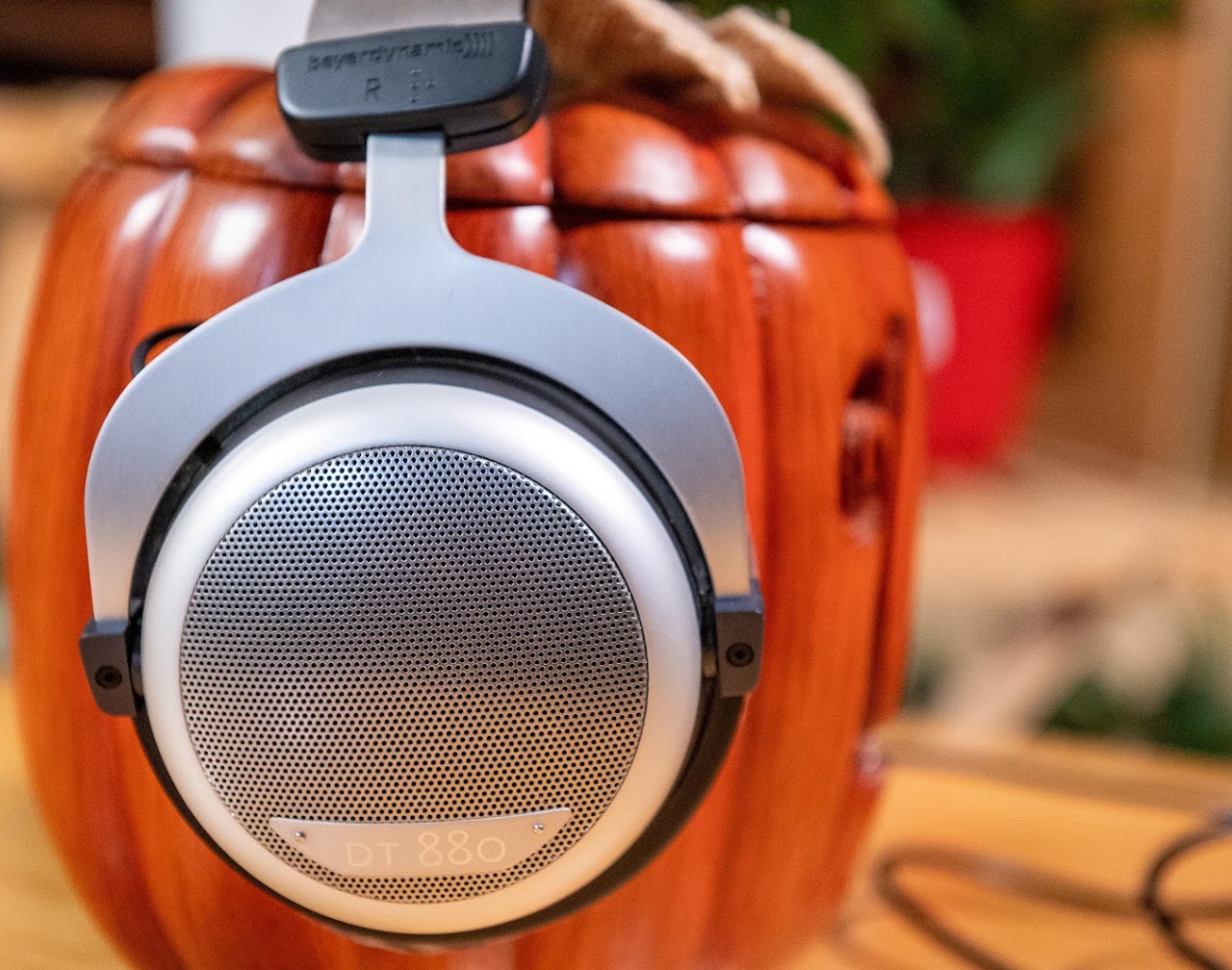 Close view of a Beyerdynamic DT 880 ear cup