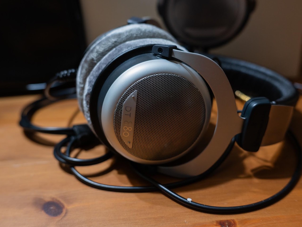 Beyerdynamic DT 880 headphones with their fixed cable