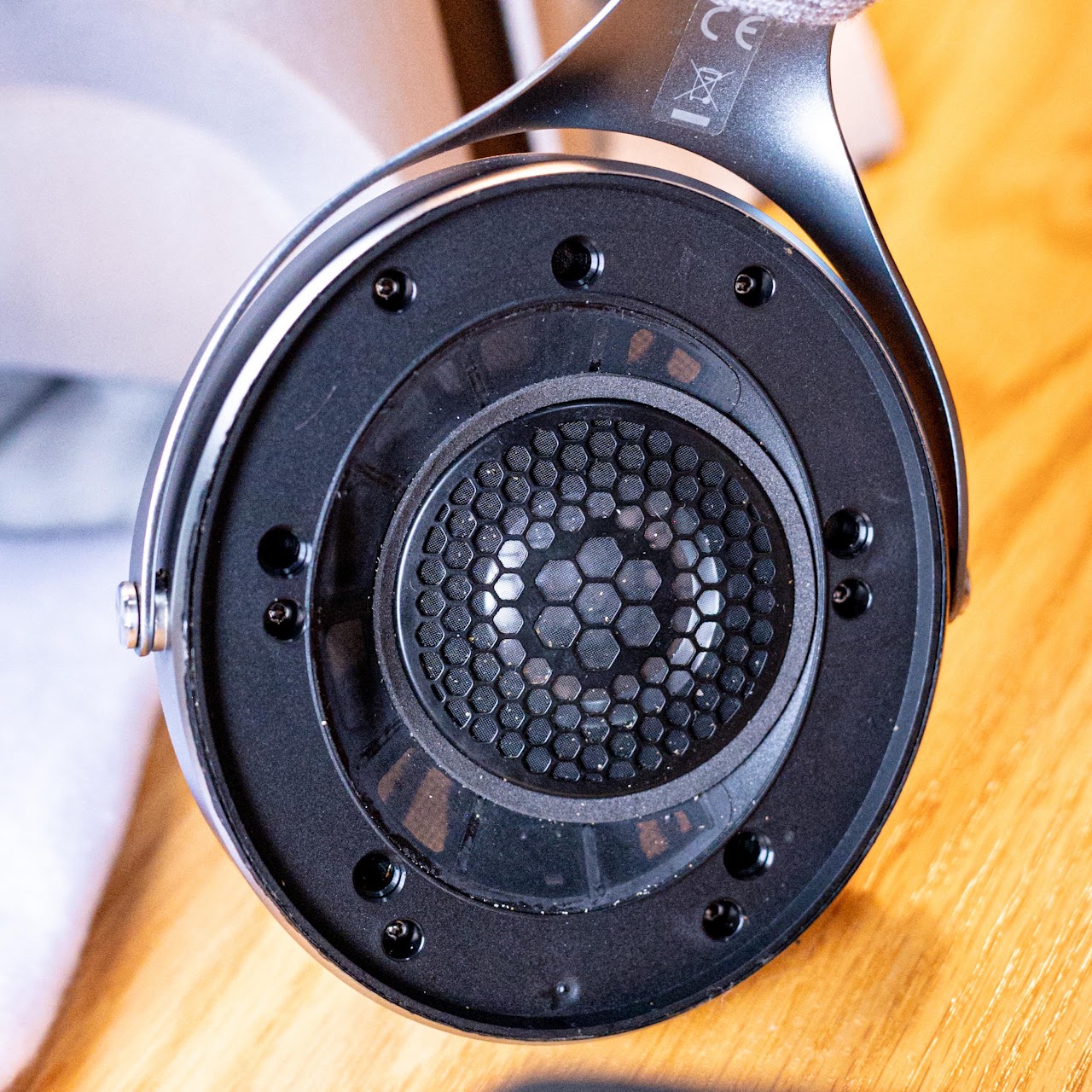 Close view of a Focal Elear ear cup grille