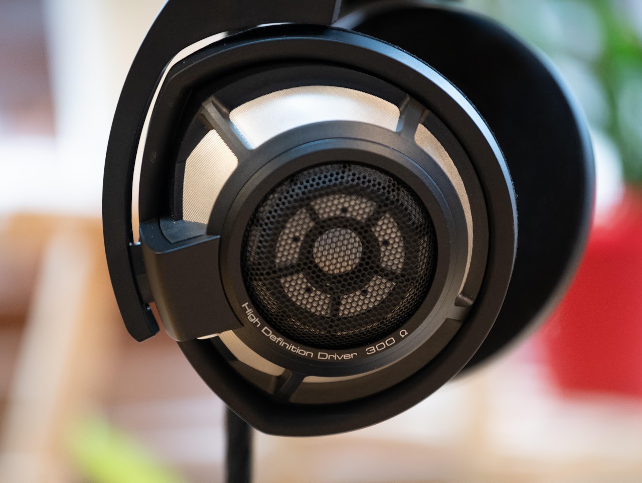 Close view of a Sennheiser HD 800 S ear cup