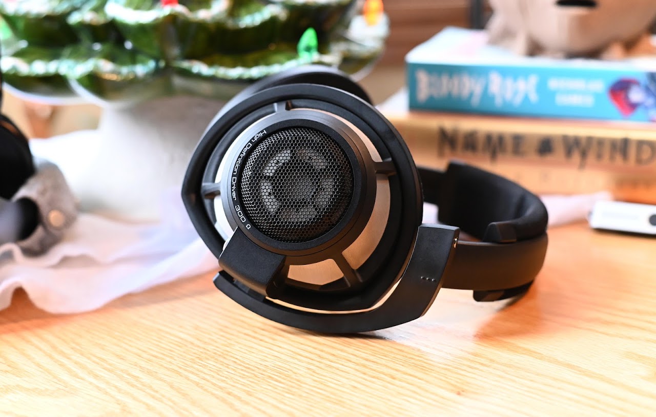 Sennheiser HD 800 S headphones resting on a table