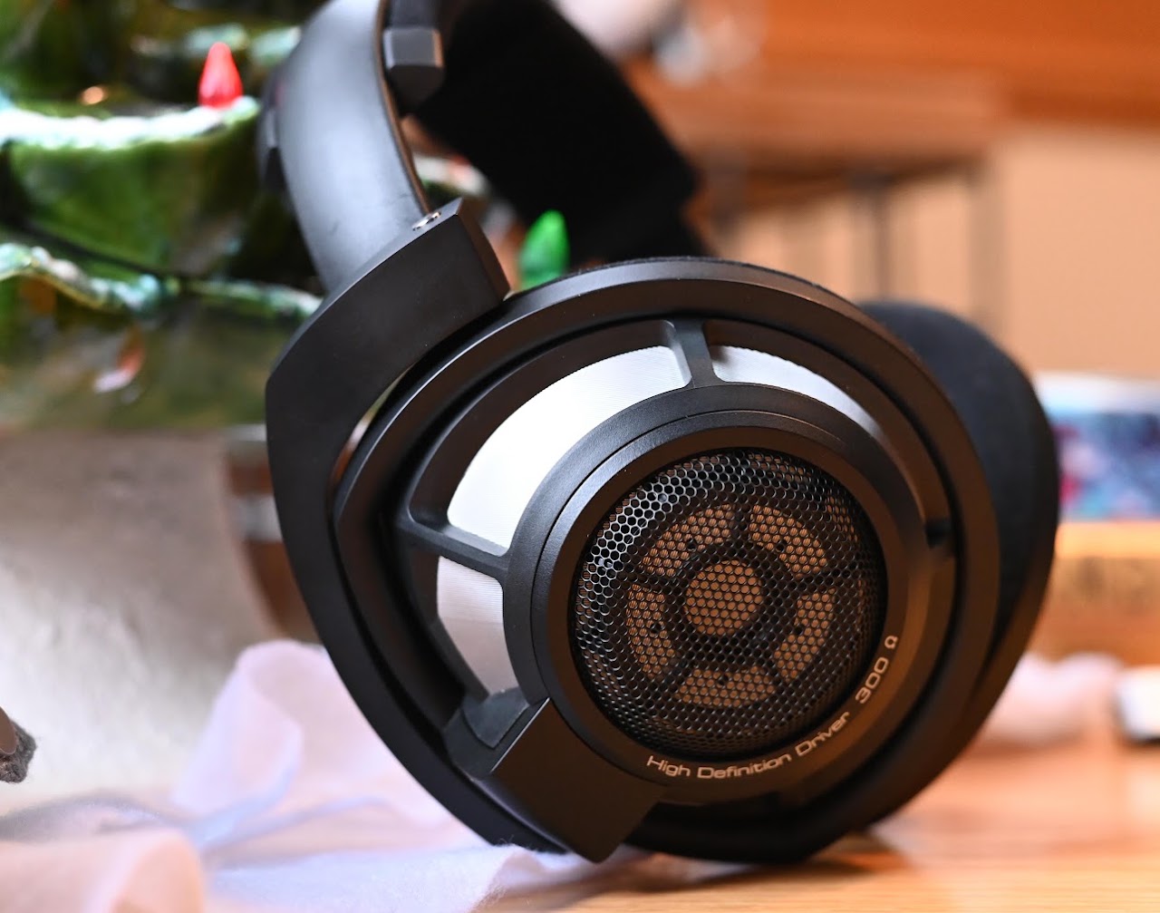 Close view of a Sennheiser HD 800 S ear cup