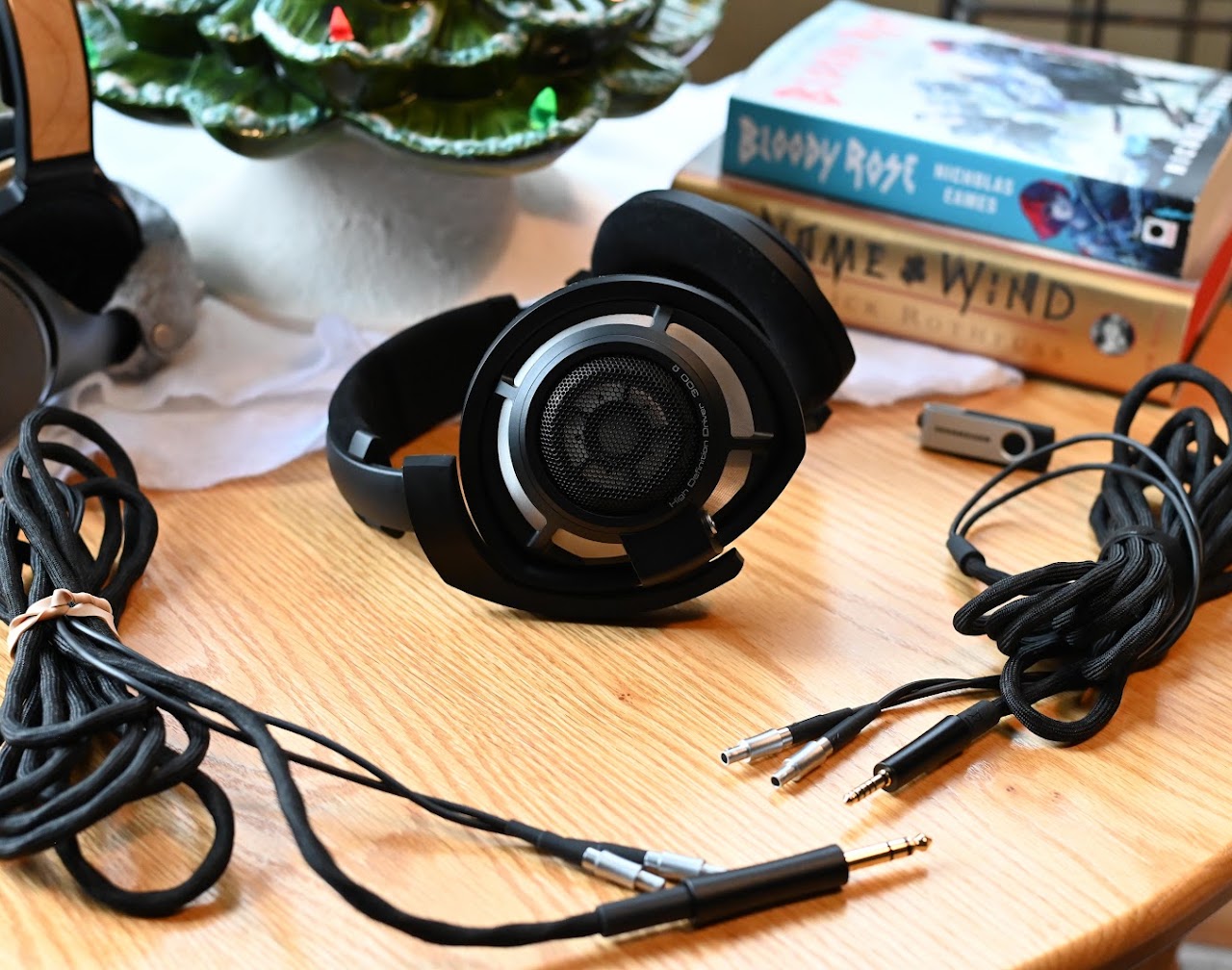 Sennheiser HD 800 S headphones with their cables